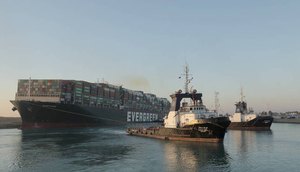 Cargueiro gigantesco é liberado no Canal de Suez / Foto: SUEZ CANAL AUTHORIRY/VIA REUTERS - 29.03.2021