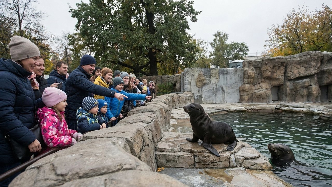 Filhote de lobo-marinho encanta visitantes no Zoológico de Moscou