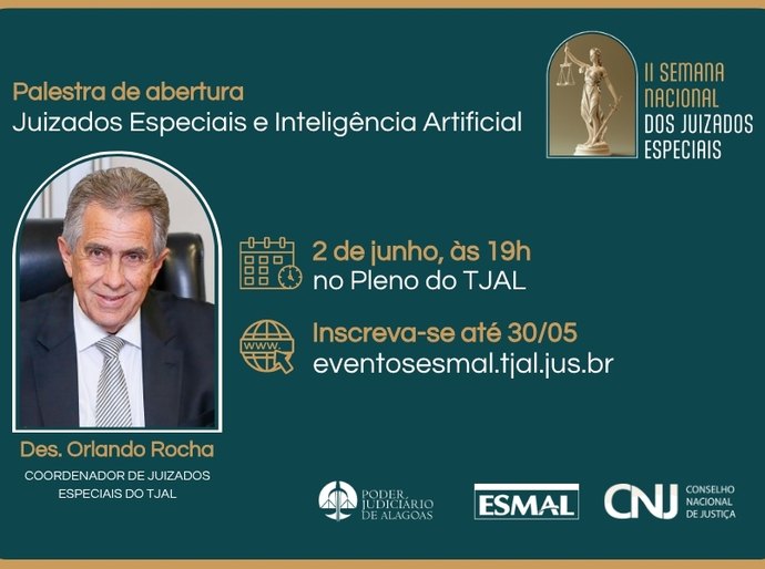 Esmal abre inscrições para palestra sobre Inteligência Artificial nos Juizados Especiais