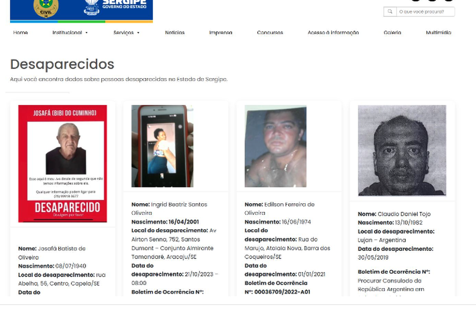 desparecidos / Foto: Reprodução: Foto SSP