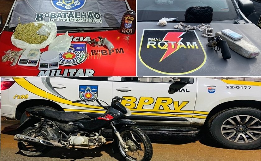 Batalhões apreendem armas, drogas e recuperam motocicleta roubada