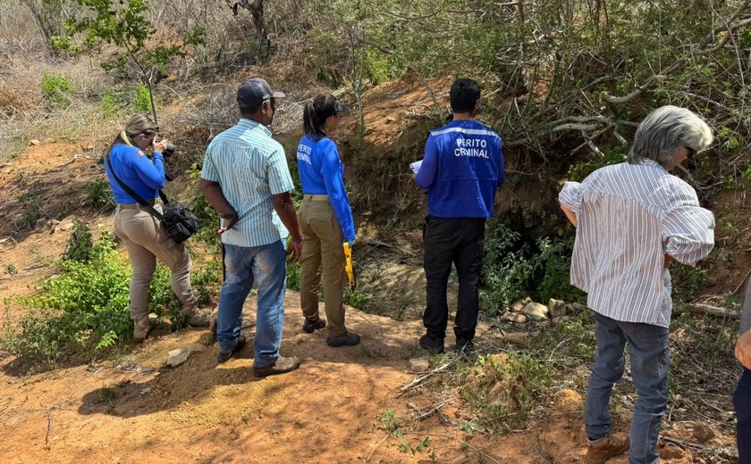 Polícia Científica realiza perícia em área de incêndio florestal e desmatamento na zona rural de Água Branca