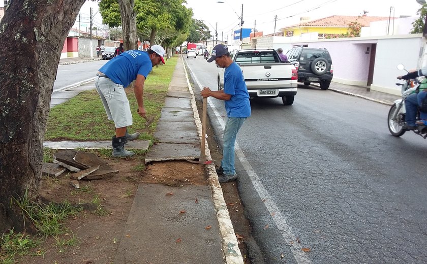 Mobilidade urbana: Prefeitura de Arapiraca revitaliza calçamento do passeio da Avenida Ceci Cunha