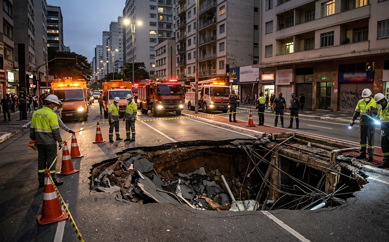 Prefeitura de São Paulo notifica Enel após explosão abrir cratera na Consolação