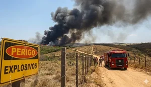 Alerta em Atalaia: incêndio atinge vegetação em área de mineração com depósito de explosivos