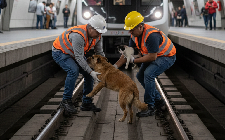 Passageiros de quatro patas interrompem o metrô de Quito