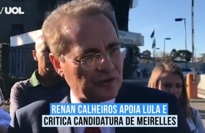 Renan declara apoio a Lula após visita e volta a combater nome de Meirelles