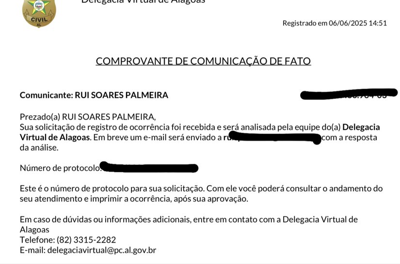Rui Palmeira denuncia golpe com uso indevido de seu nome