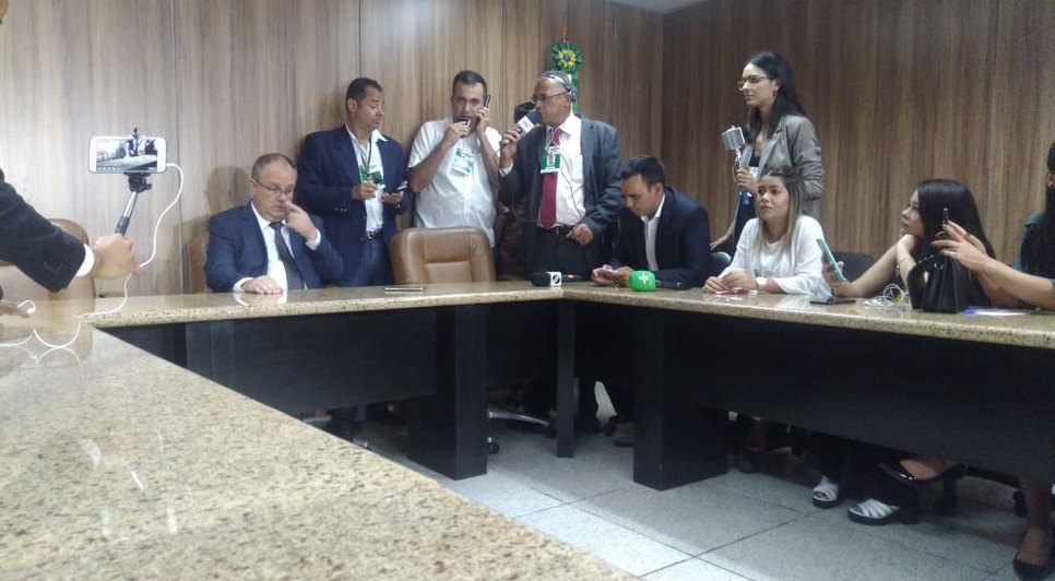 Belivaldo Chagas coletiva posse / Foto: Valéria Santana/TV Atalaia