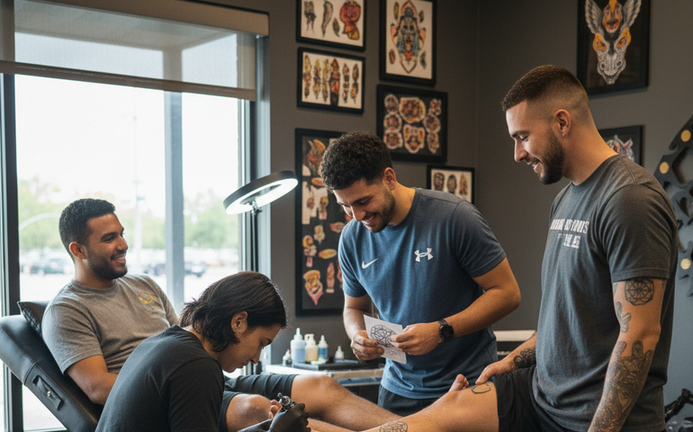 Jogadores do Botafogo eternizam amizade com tatuagem durante férias nos EUA