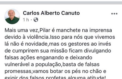 Carlos Alberto Canuto ‘atira no pé’ e inflama clima no Pilar