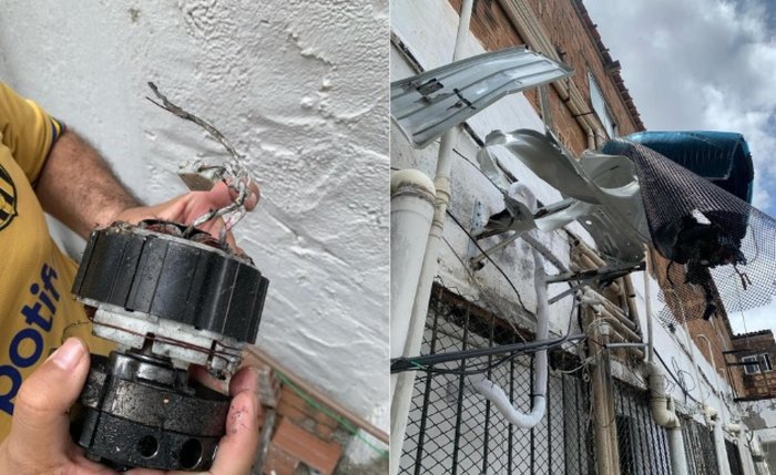 Técnico em climatização estava trabalhando na manutenção de um aparelho de ar condicionado quando sofreu o acidente