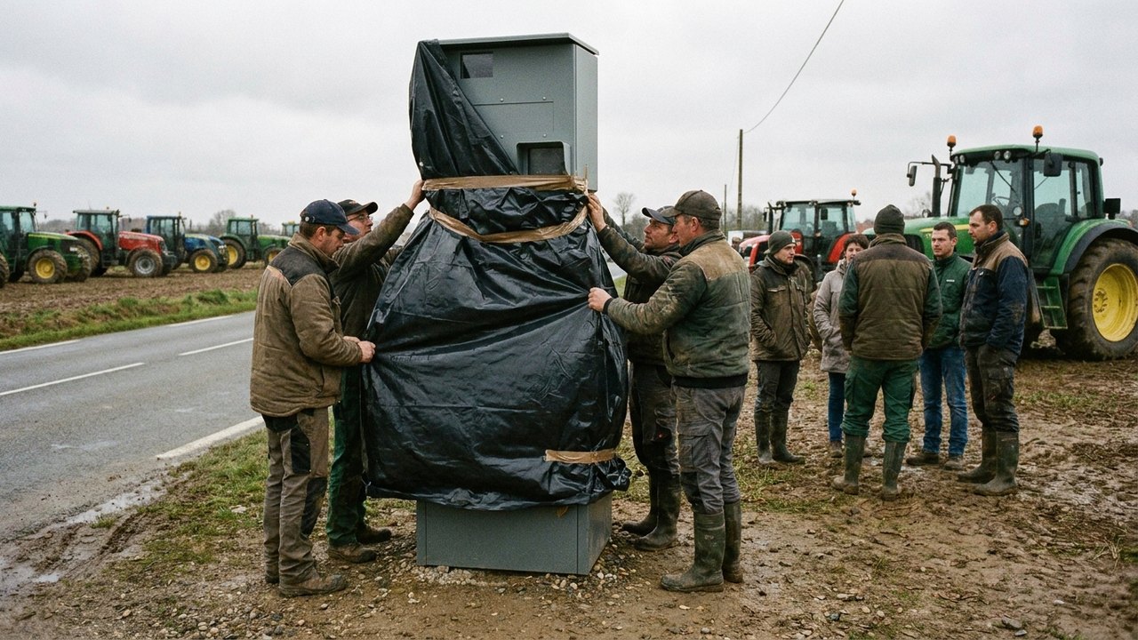 Agricultores cobrem radares na França em protesto contra o aumento do diesel