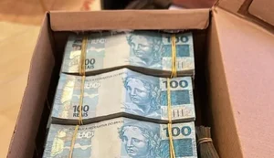 Dinheiro achado em caixa de sapato pela PF. Fonte: PF