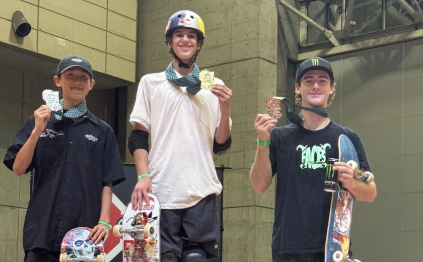 Gui Khury fatura ouro no skate vertical nos X-Games, no Japão