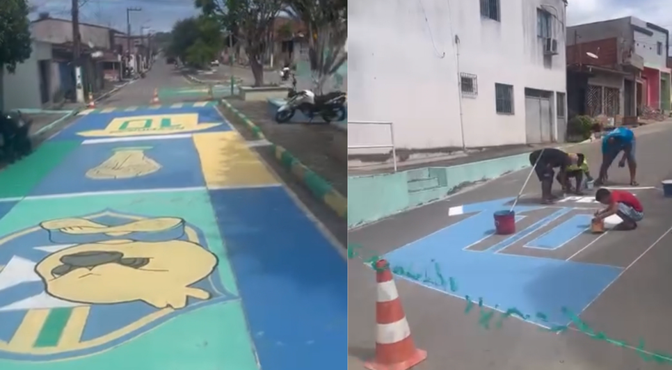 Em Murici, moradores se unem para enfeitar ruas com as cores do Brasil / Foto: Reprodução