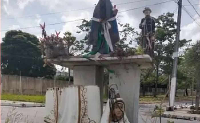 Imagem de Nossa Senhora de Fátima ficou partida ao meio em Maceió