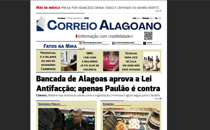 Bancada de Alagoas aprova a Lei  Antifacção; apenas Paulão é contra