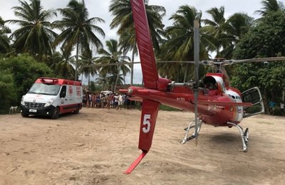 Serviço Aeromédico do Samu Alagoas socorre garoto em São Miguel dos Milagres