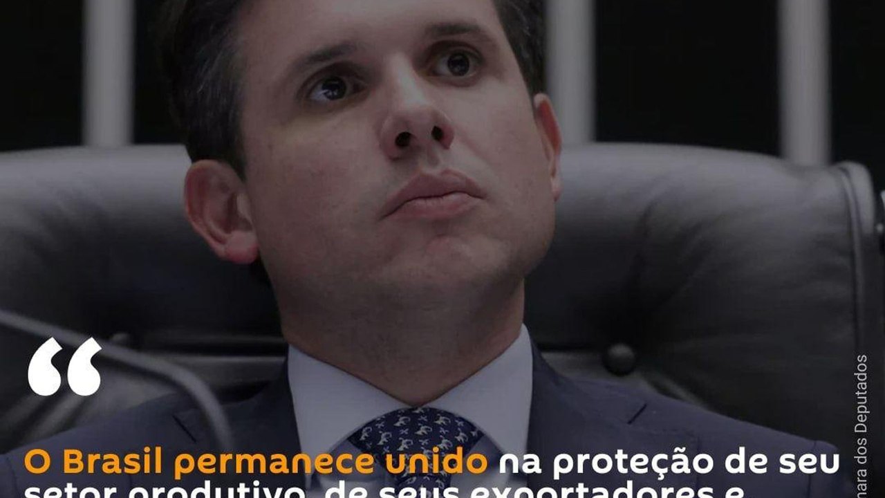 Hugo Motta critica tarifas dos EUA sobre produtos brasileiros