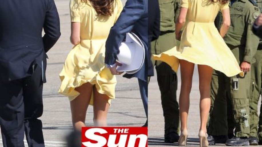 Kate Middleton é surpreendida por rajada de vento