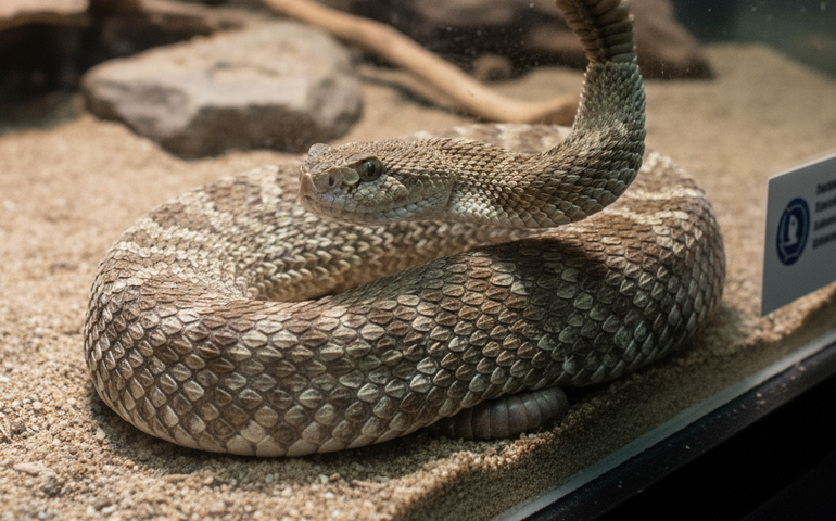 Ouça o som do chocalho da cascavel-do-Texas no Zoológico de Moscou