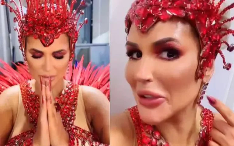 Deolane Bezerra perde brinco feito de rubis e diamantes enquanto desfilava para a Grande Rio