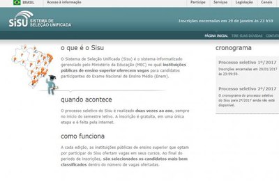 Termina hoje o prazo de inscrição no Sisu