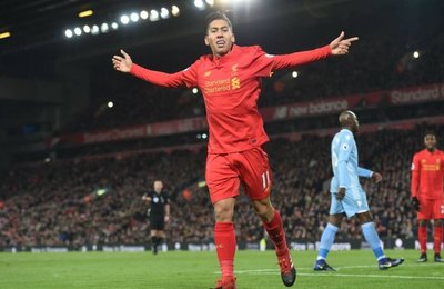 Firmino marca em goleada do Liverpool sobre o Stoke City
