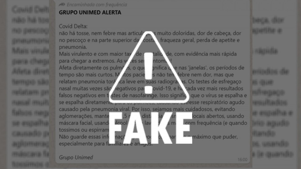 Alagoas sem fake: Unimed não escreveu texto viral sobre variante Delta