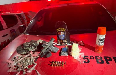 Polícia Militar apreende arma, munições e drogas no conjunto Cidade Sorriso I, em Maceió