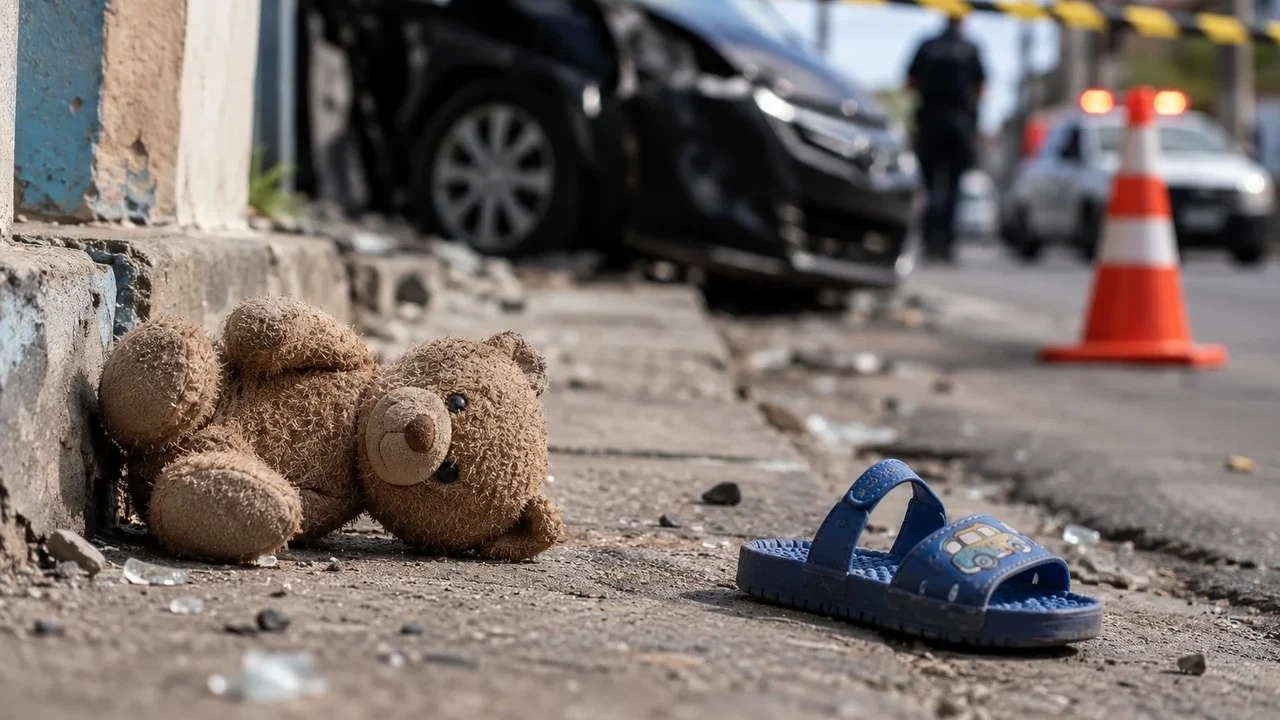 Criança de 2 anos morre após ser atropelada na calçada; motorista é morto por moradores