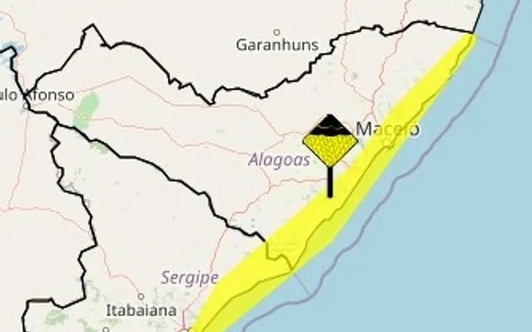 Inmet emite alerta de perigo potencial de acumulado de chuvas para Maceió e outras 21 cidades