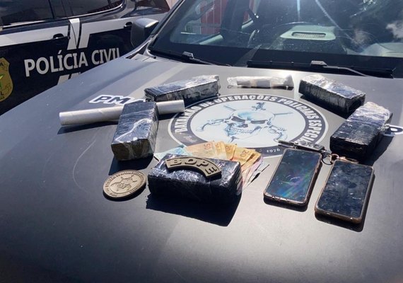 PM prende suspeito em Penedo que transportava drogas em veículo