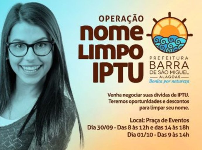 Prefeitura da Barra de São Miguel fará operação “Nome Limpo IPTU”