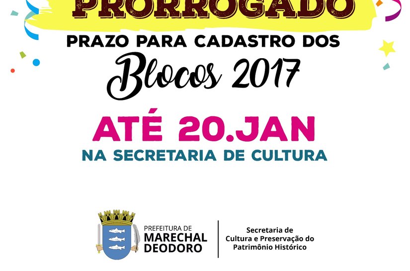 Marechal prorroga prazo para cadastro dos blocos do carnaval para dia 20