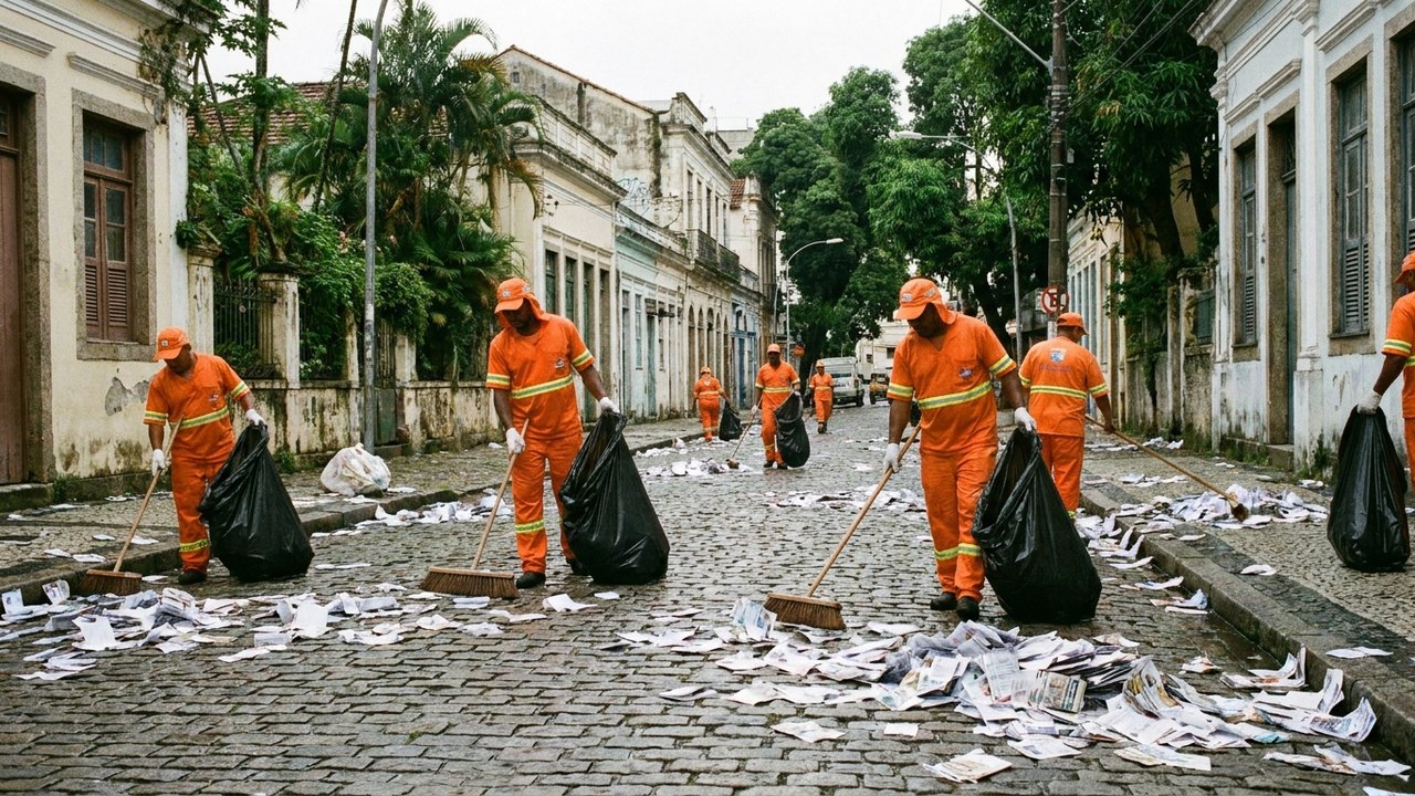 Garis recolhem santinhos espalhados no chão do Rio