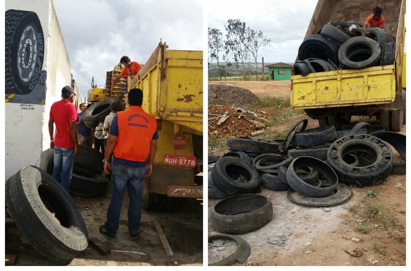 Contra zika, Defesa Civil recolhe pneus em borracharias de Arapiraca