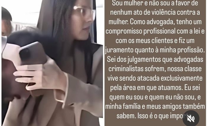 Advogada Karol Toledo protegendo o rosto de Babal Guimarães na chegada à Central de Flagrantes, em Maceió