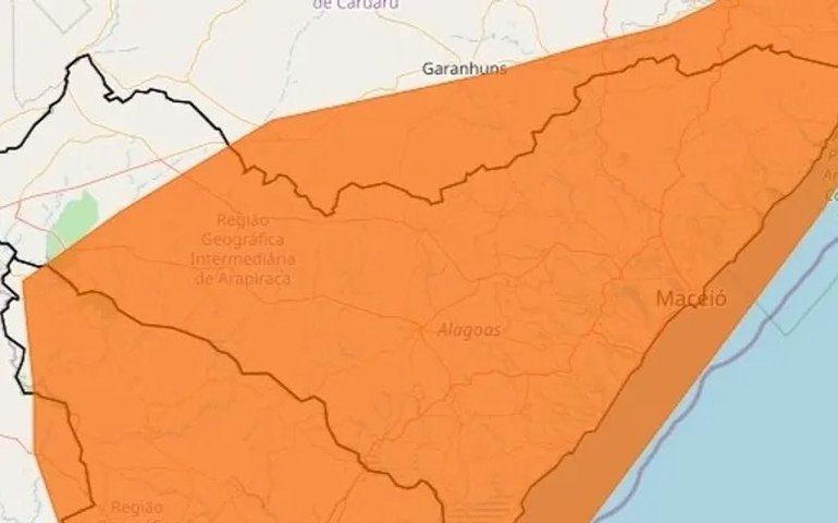 Chuvas: Inmet divulga novo alerta de perigo para 98 municípios de Alagoas e outros 12 para perigo potencial