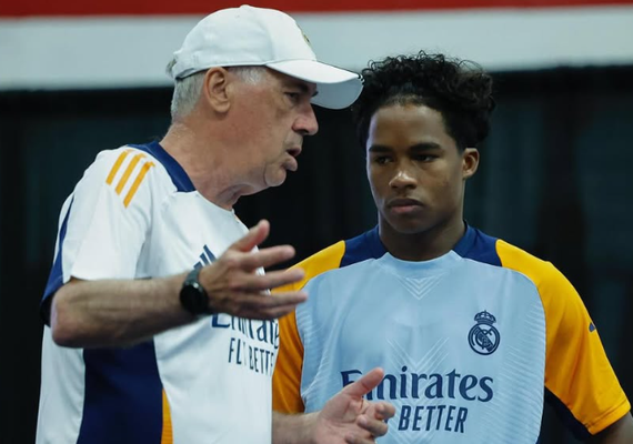 Depois de Vini Jr, Endrick também homenageia Ancelotti: 'Você marcou minha chegada à Europa'