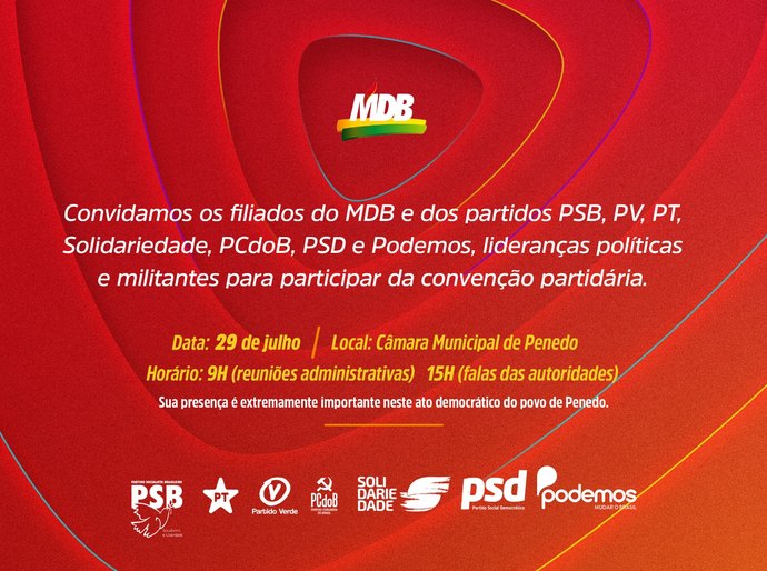 MDB de Ronaldo Lopes marca convenção partidária para 29 de julho em Penedo