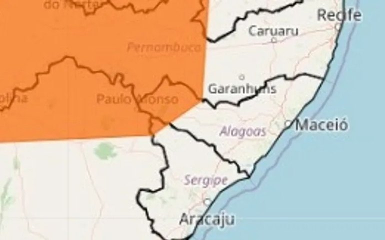 Inmet alerta para chuvas intensas em 15 municípios do Sertão de Alagoas