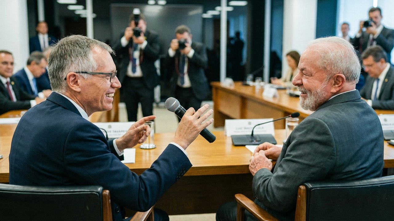 CEO italiano da Stellantis brinca após falha de microfone em reunião com Lula