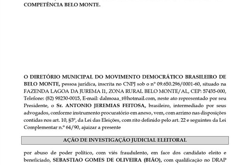 Fraude à cota de gênero: partido Republicanos de Belo Monte é denunciado na Justiça Eleitoral