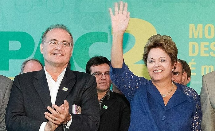 Renan Calheiros e ex-presidente Dilma em 2014
