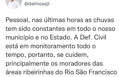 Prefeito Dalminho pede atenção à população de Belo Monte em decorrência das chuvas  