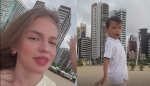 Theodoro, de 6 anos, chamou atenção dos internautas ao comentar comemoração de Thays Oliveira na Beira-Mar de Fortaleza