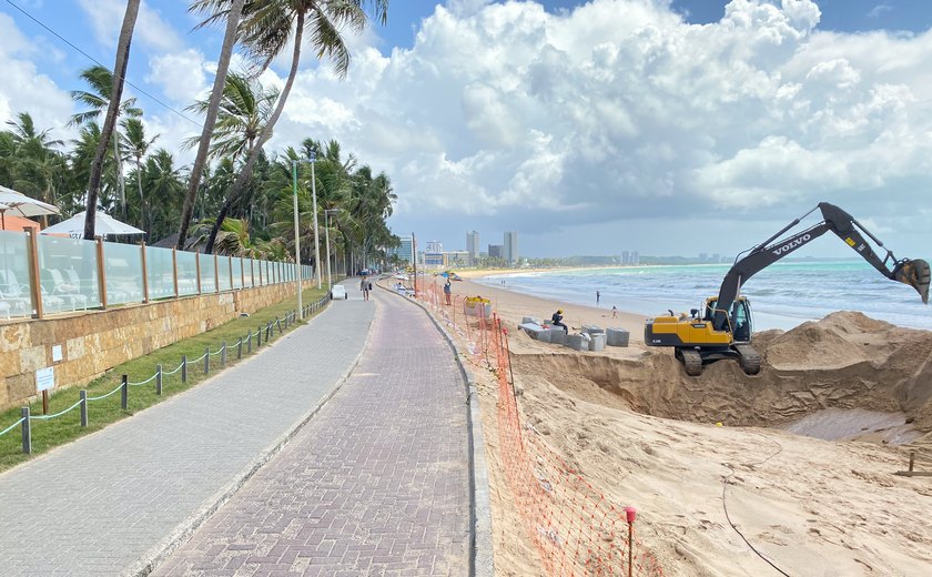 Trecho da orla da Jatiúca será interditado nesta quinta (9) para obra de contenção