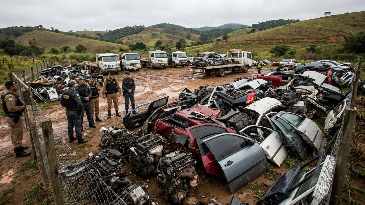 Detran fecha ferro-velho irregular e apreende peças de carros roubados na Região Serrana